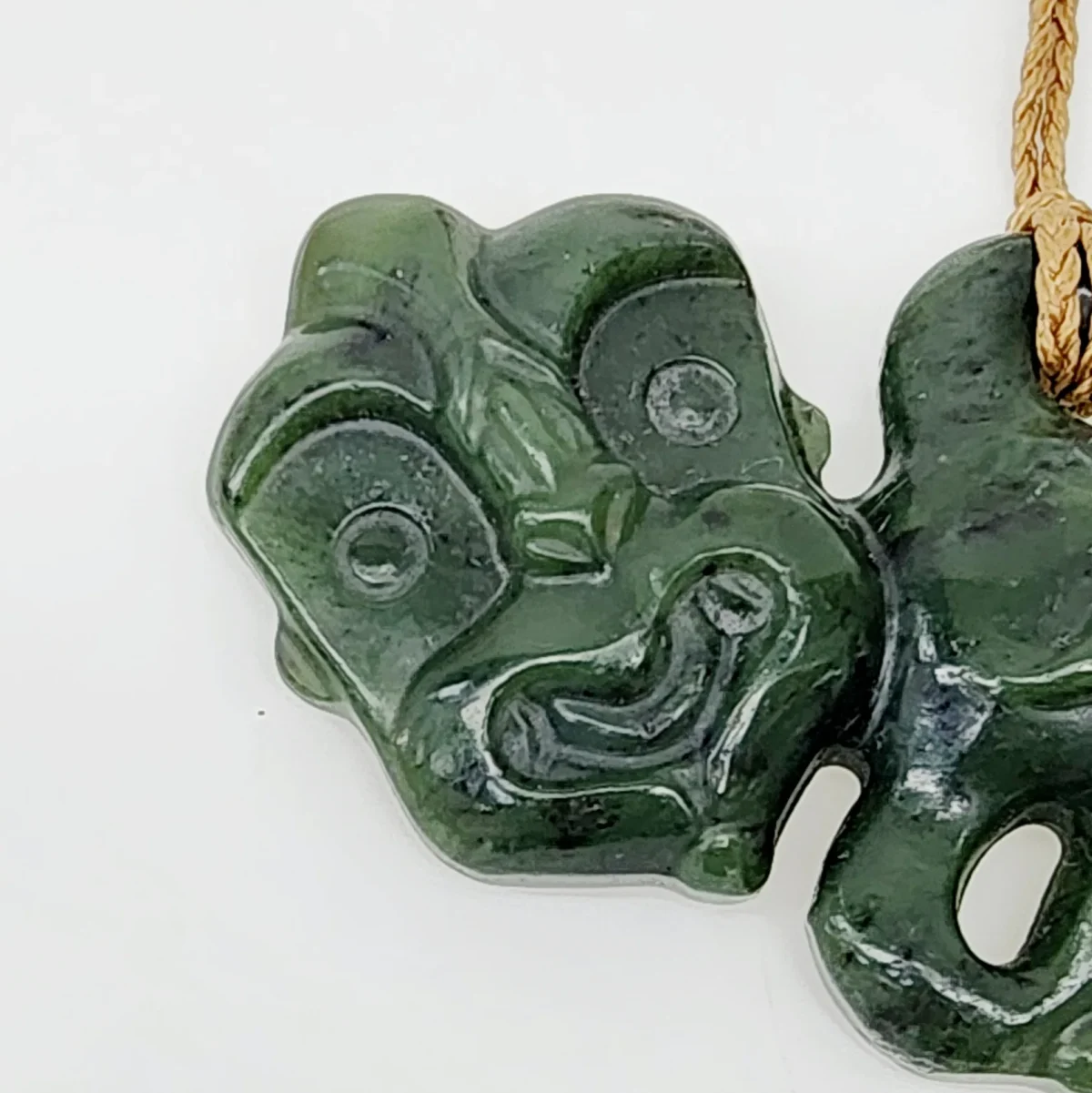 New Zealand Greenstone Large Hei Tiki Necklace