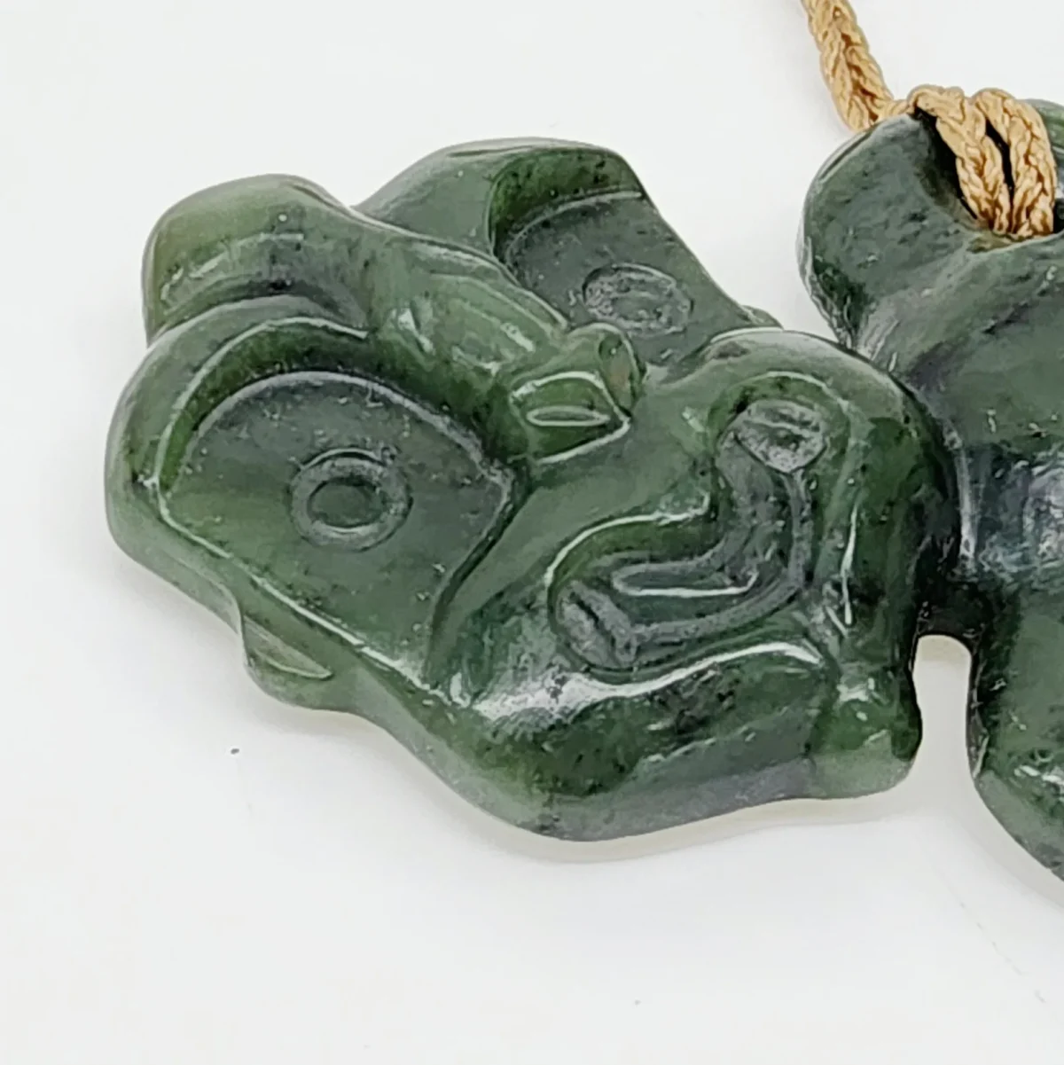 New Zealand Greenstone Large Hei Tiki Necklace