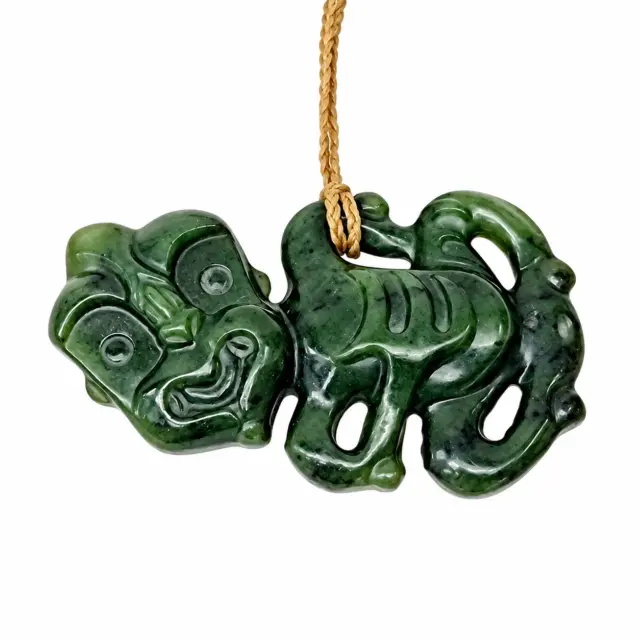 New Zealand Greenstone Large Hei Tiki Necklace