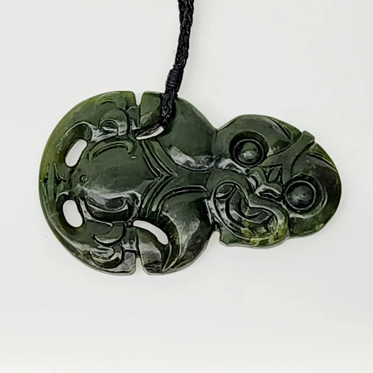 New Zealand Greenstone Large Hei Tiki Necklace