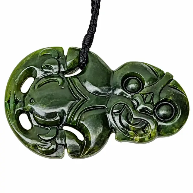 New Zealand Greenstone Large Hei Tiki Necklace