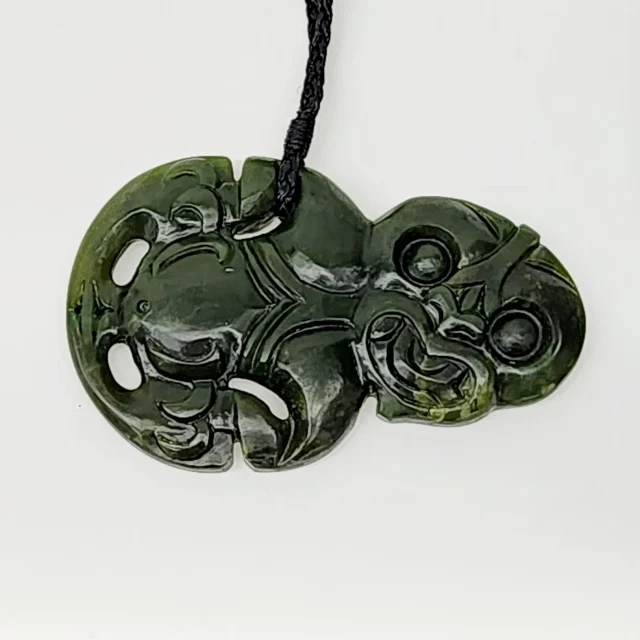 New Zealand Greenstone Large Hei Tiki Necklace