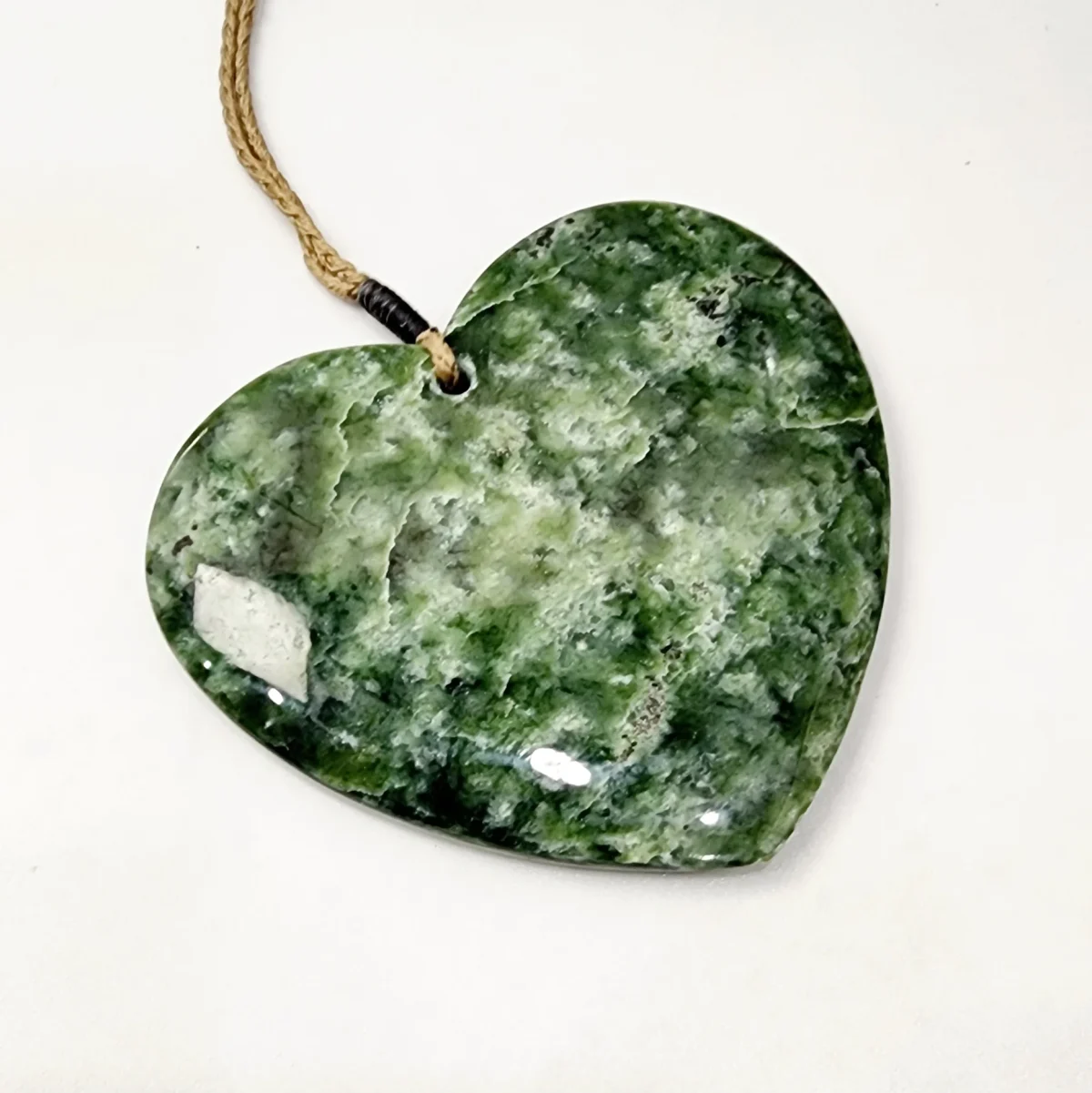New Zealand Greenstone Polished Heart Necklace