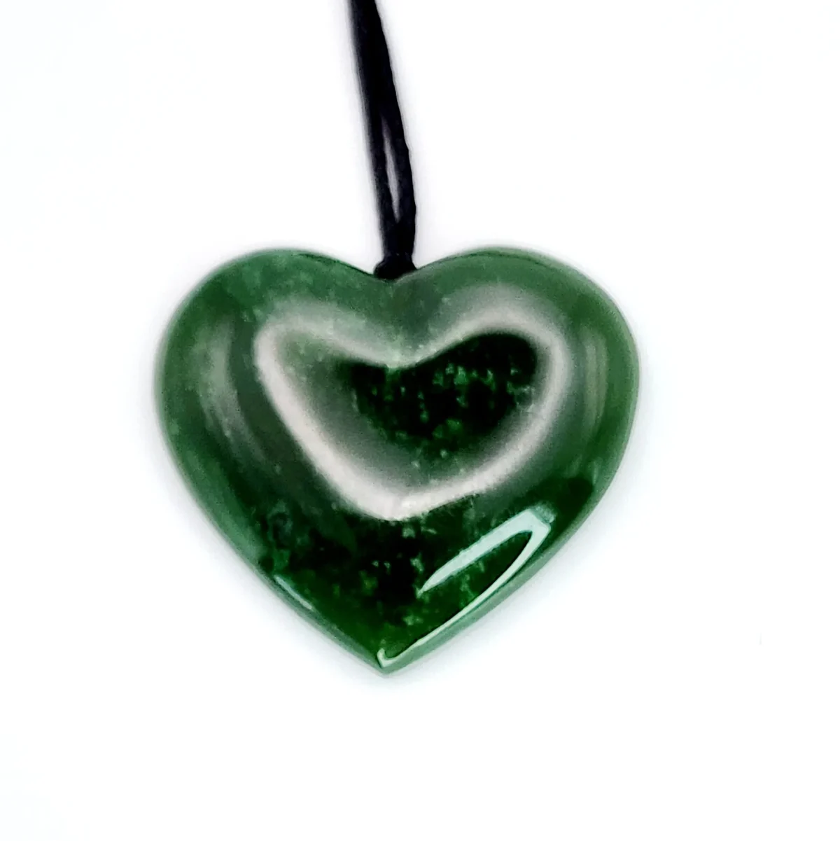New Zealand Greenstone Polished Heart Necklace SKU-HEART DPL