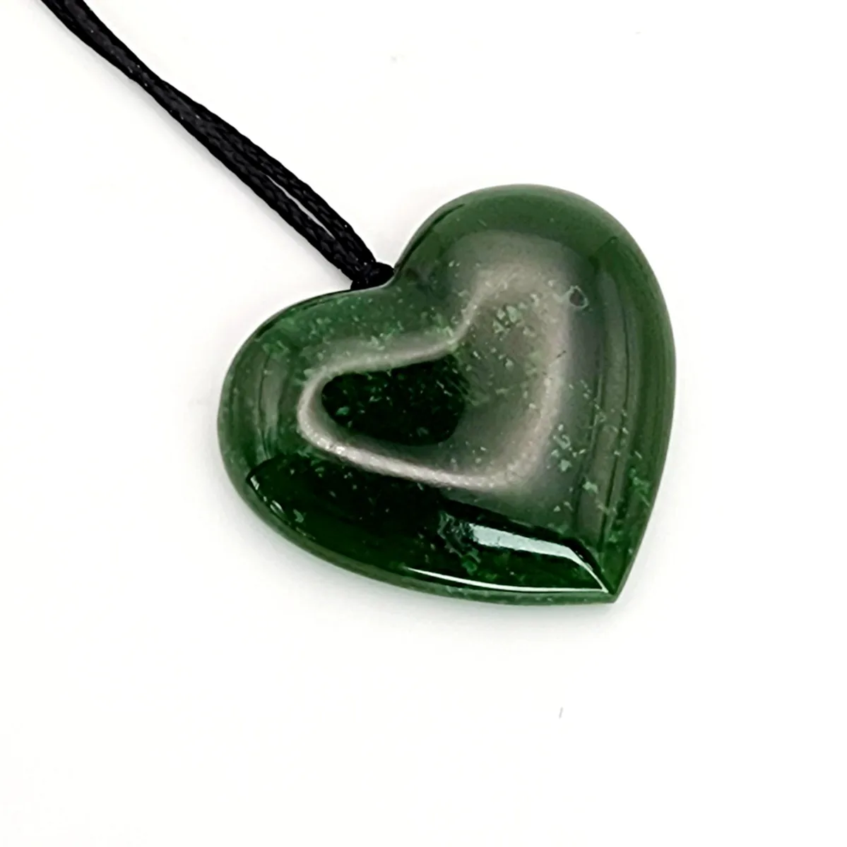 New Zealand Greenstone Polished Heart Necklace SKU-HEART DPL