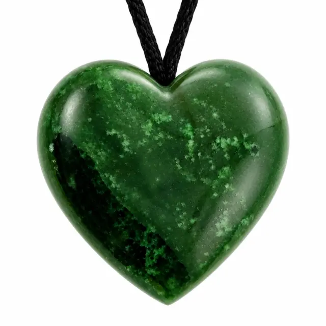 New Zealand Greenstone Polished Heart Necklace SKU-HEART DPL