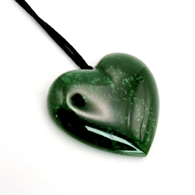 New Zealand Greenstone Polished Heart Necklace SKU-HEART DPL