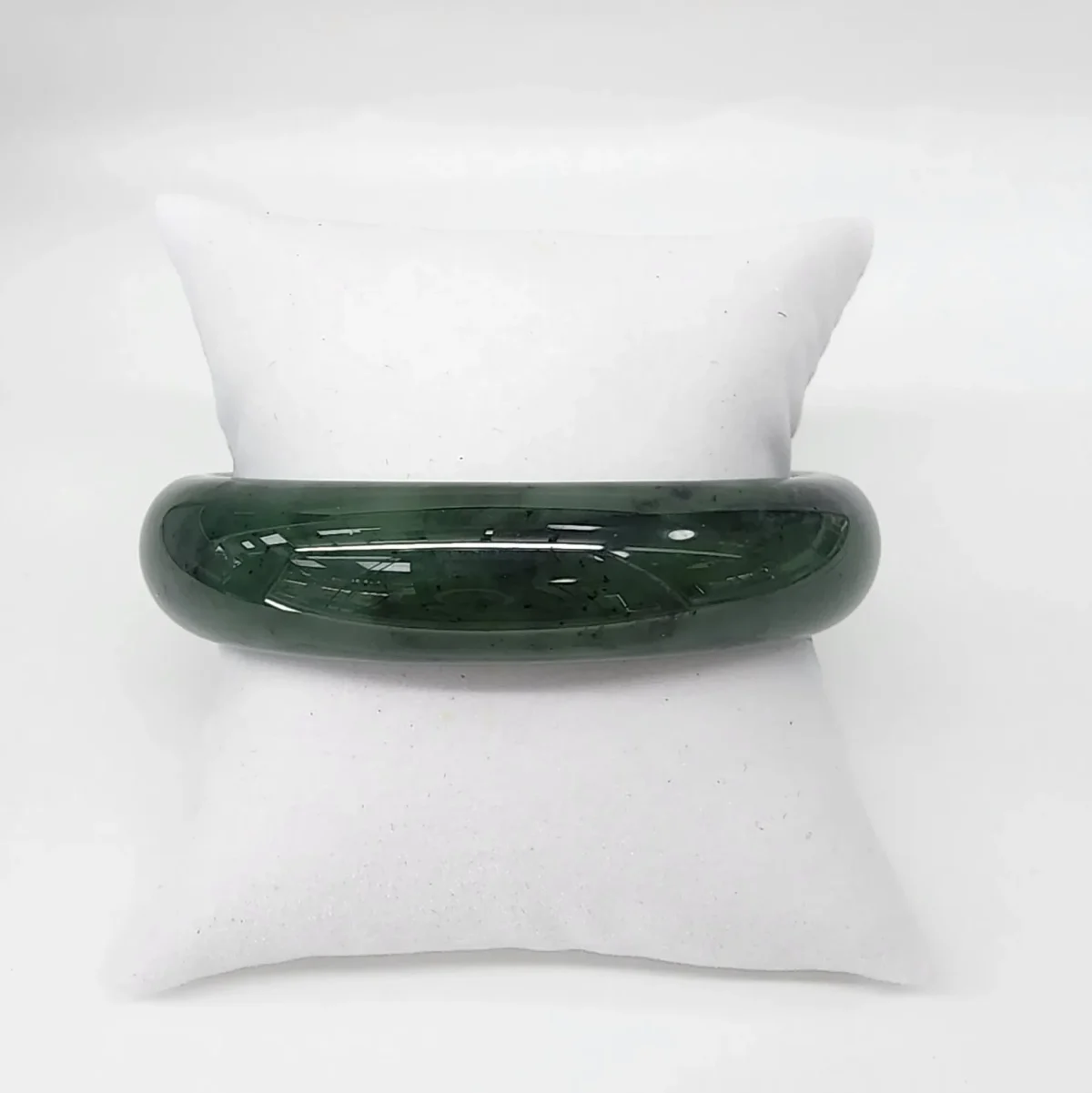 New Zealand Greenstone (Pounamu) Bangle – 60mm Internal – 16mm Wide Half Round - BANWDOZ-60
