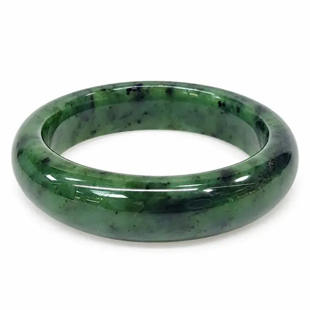New Zealand Greenstone (Pounamu) Bangle – 60mm Internal – 16mm Wide Half Round - BANWDOZ-60