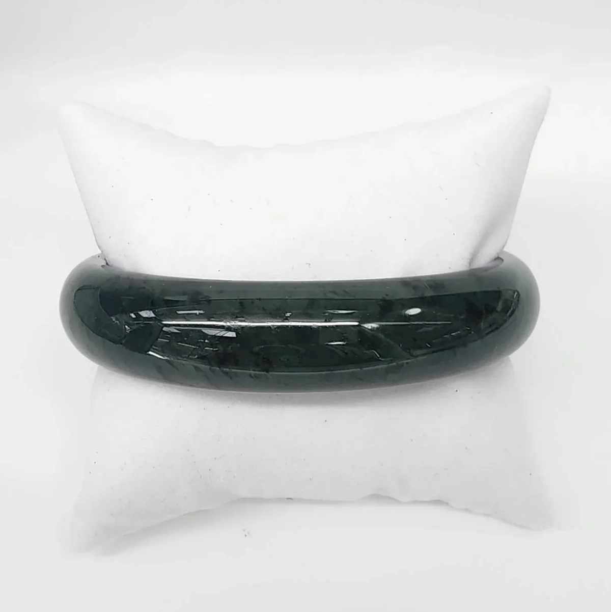 New Zealand Greenstone (Pounamu) Bangle – 66mm – 16mm Wide – Half Round Polished - BANWDOZ-66