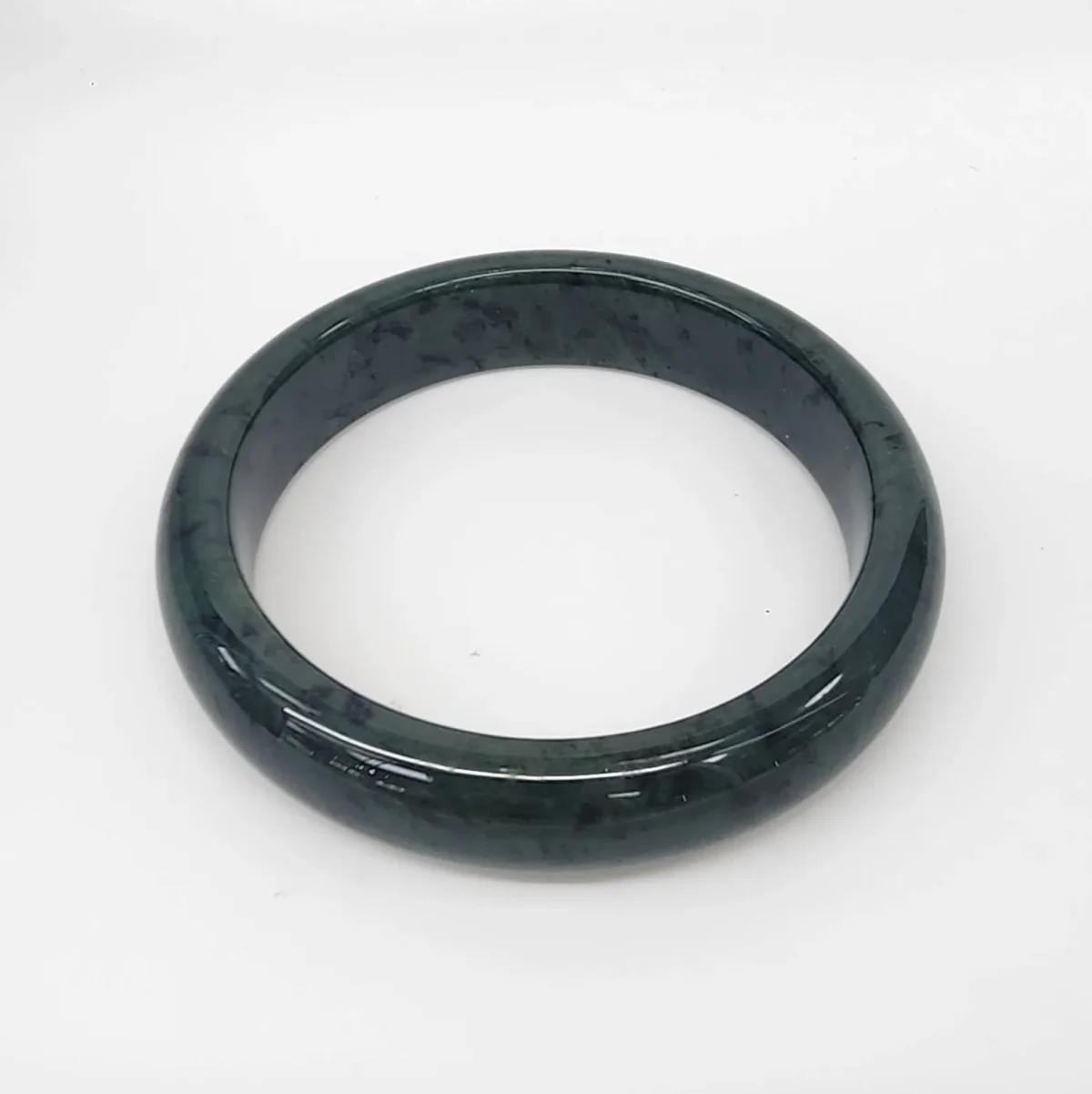 New Zealand Greenstone (Pounamu) Bangle – 66mm – 16mm Wide – Half Round Polished - BANWDOZ-66