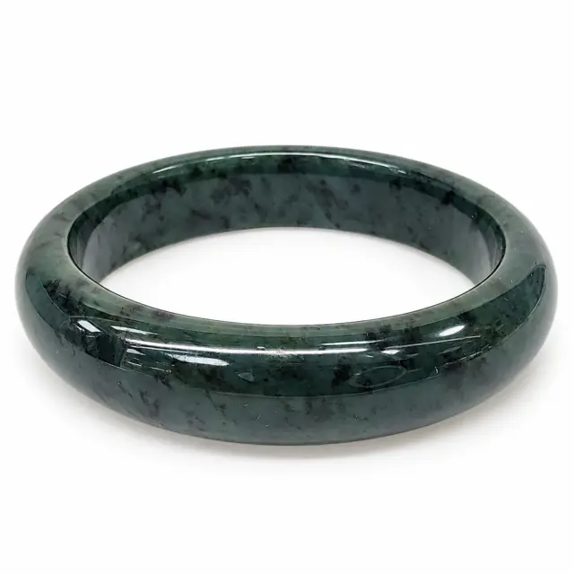New Zealand Greenstone (Pounamu) Bangle – 66mm – 16mm Wide – Half Round Polished - BANWDOZ-66