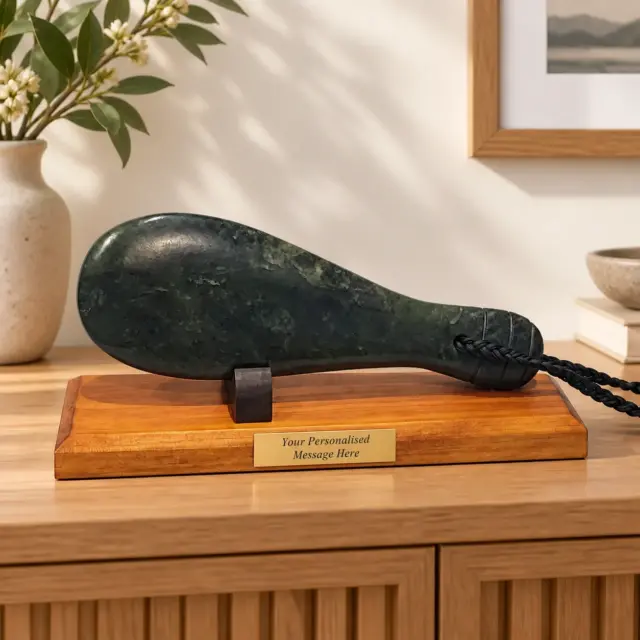 New Zealand Greenstone / Pounamu Mere (245mm Long) with Stand