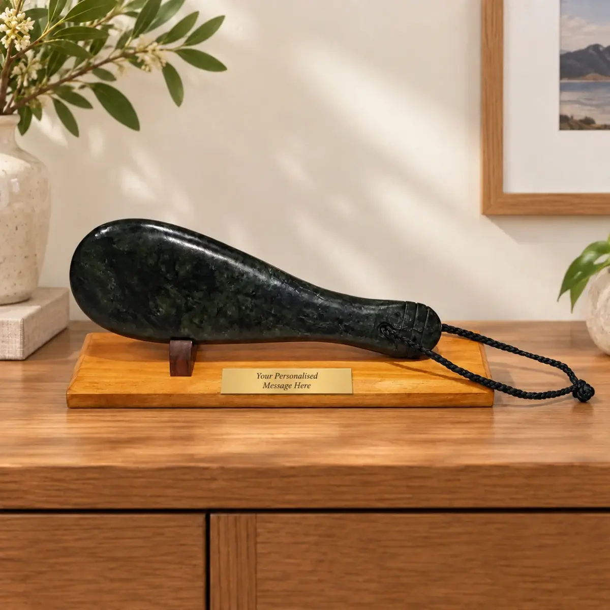 New Zealand Greenstone / Pounamu Mere (300mm Long) with Stand