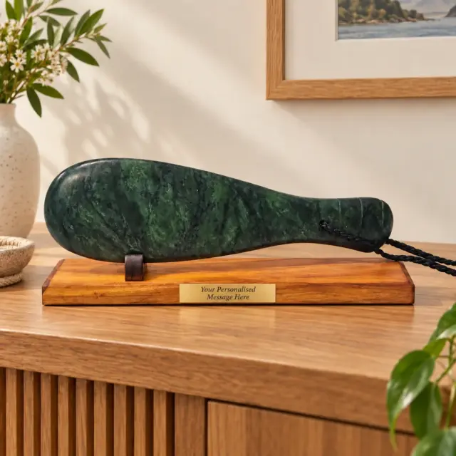 New Zealand Greenstone / Pounamu Mere (370mm Long) with Stand
