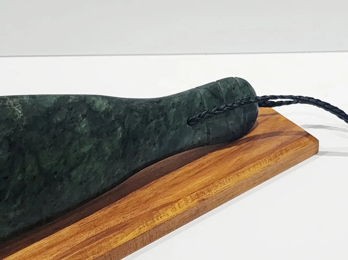 New Zealand Greenstone / Pounamu Mere (370mm Long) with Stand