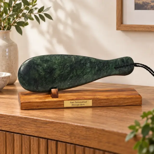 New Zealand Greenstone / Pounamu Mere (370mm Long) with Stand