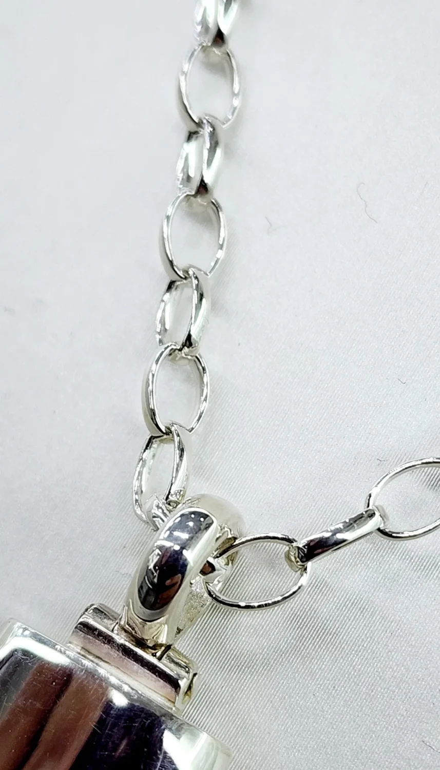 New Zealand Greenstone TOKI with Sterling Silver Cap and Oval Belcher Chain
