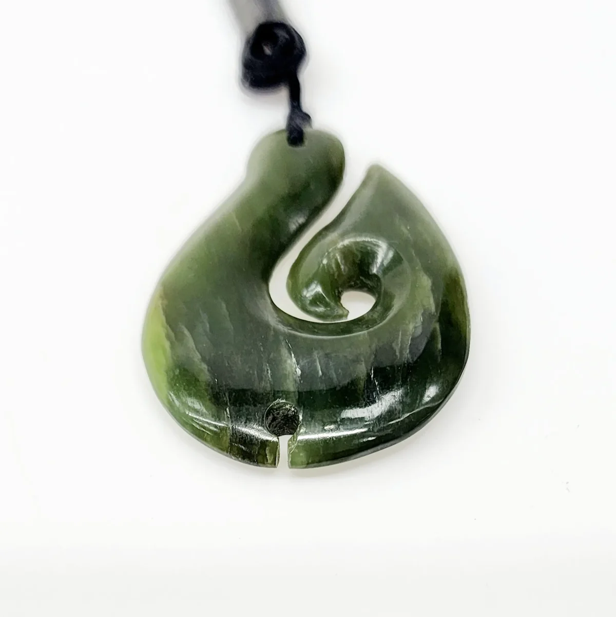 New Zealand Hei Matatu Fish Hook Greenstone Necklace