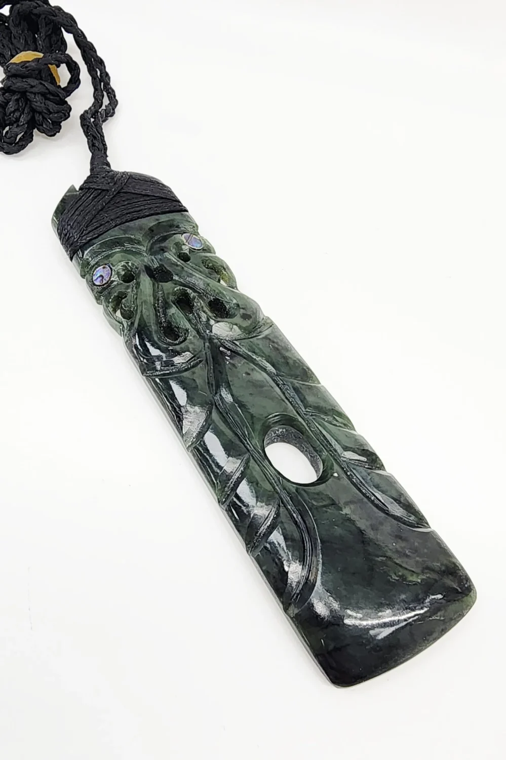 New Zealand Pounamu Carved Double Manaia Toki Necklace - HPN932.135