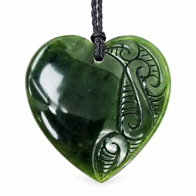 New Zealand Pounamu Engraved Heart Necklace - HPN340.88