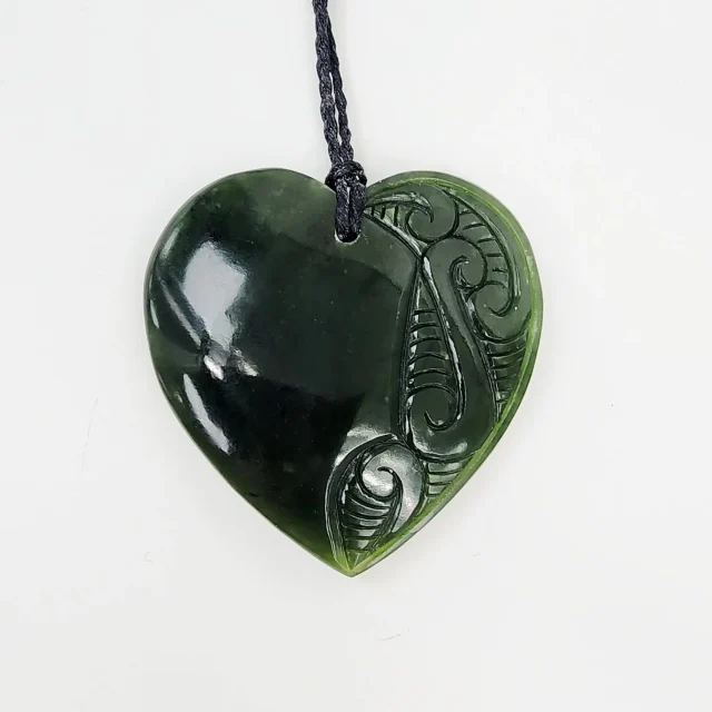 New Zealand Pounamu Engraved Heart Necklace - HPN340.88