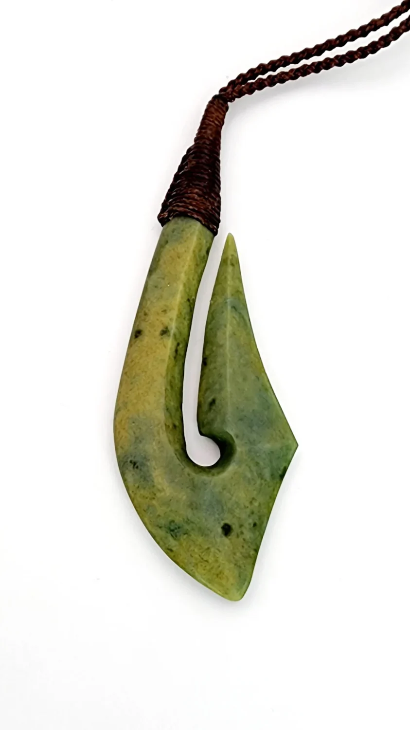 New Zealand Pounamu Flower Jade Bounded Hook (Hei Matau)