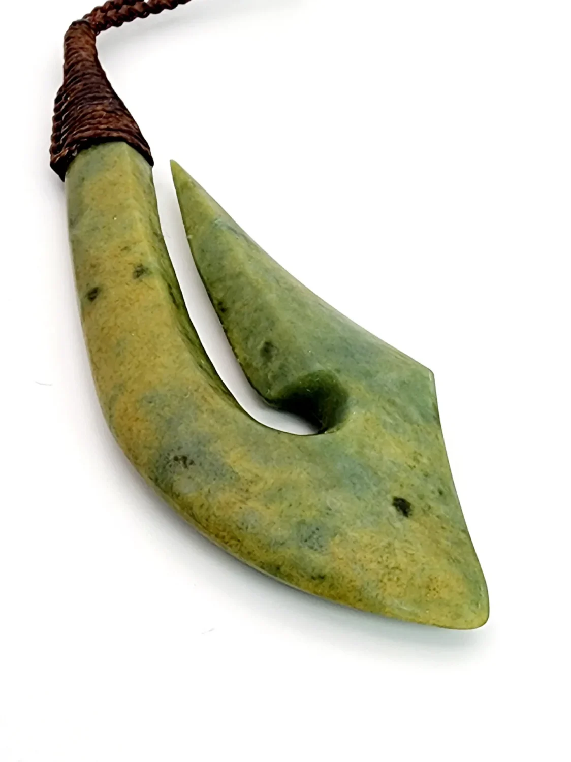 New Zealand Pounamu Flower Jade Bounded Hook (Hei Matau)