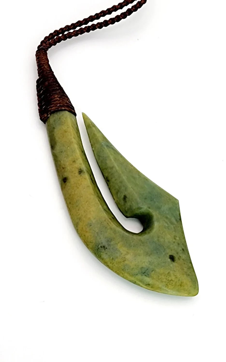 New Zealand Pounamu Flower Jade Bounded Hook (Hei Matau)