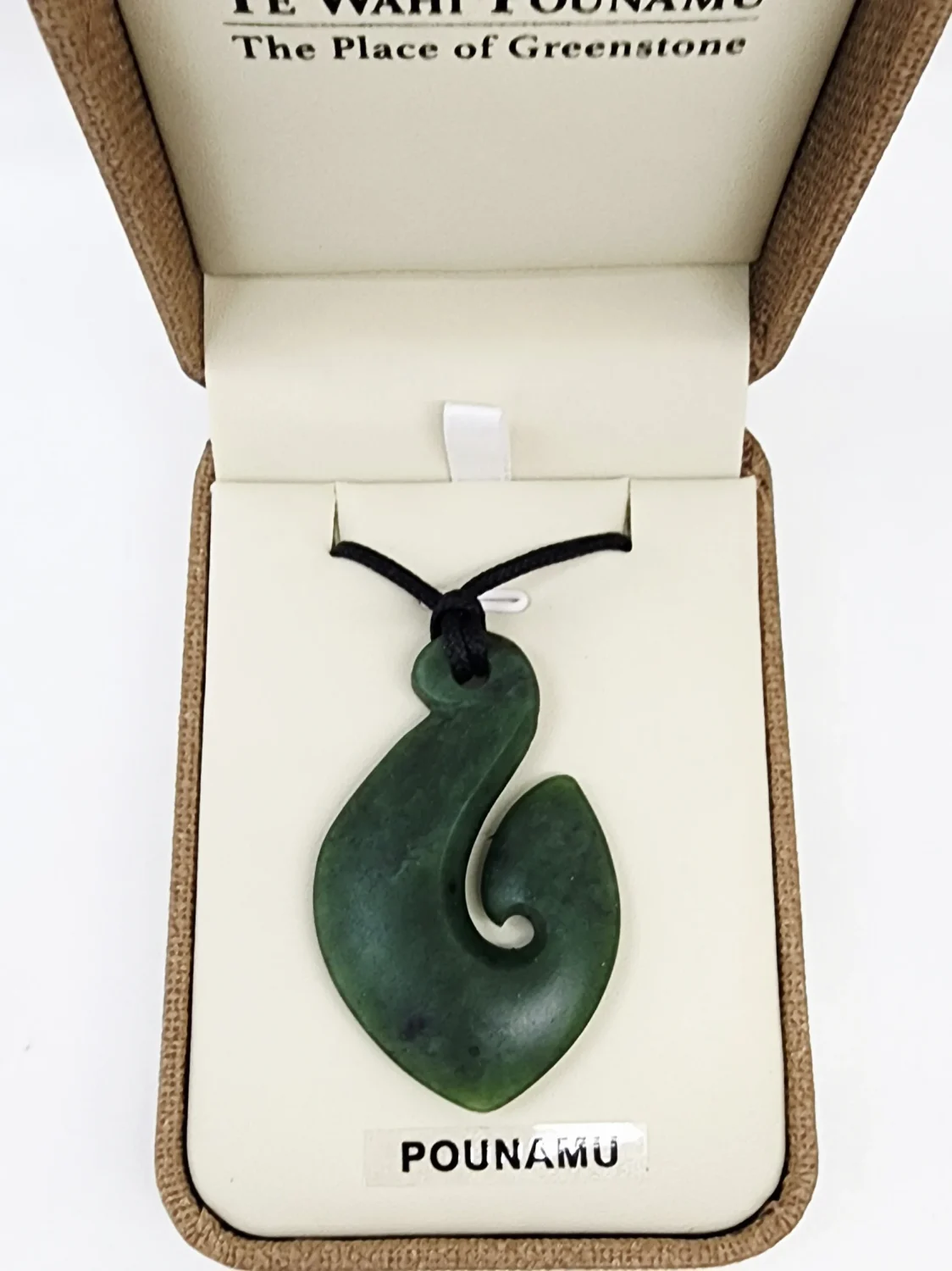New Zealand Pounamu Hei Matau / Fish Hook with Braided Cord Necklace - CR-HM