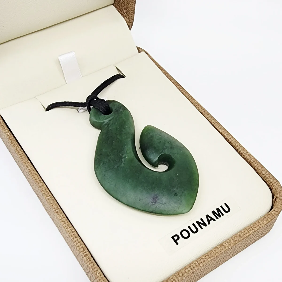 New Zealand Pounamu Hei Matau / Fish Hook with Braided Cord Necklace - CR-HM
