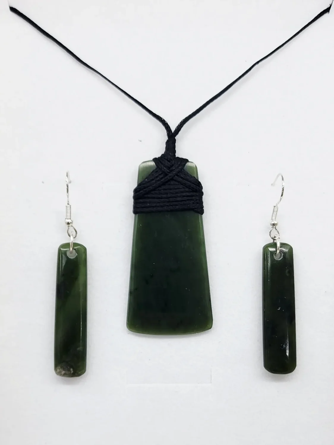 New Zealand Pounamu Toki Pendant & Earring Set - GSS003