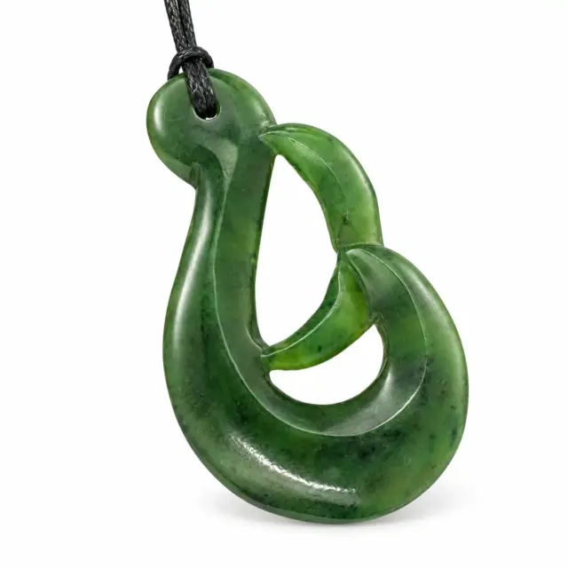 New Zealand Pounamu Whale Tail Hook Necklace - HPN516.50
