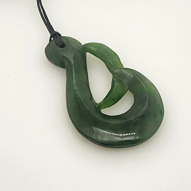 New Zealand Pounamu Whale Tail Hook Necklace - HPN516.50