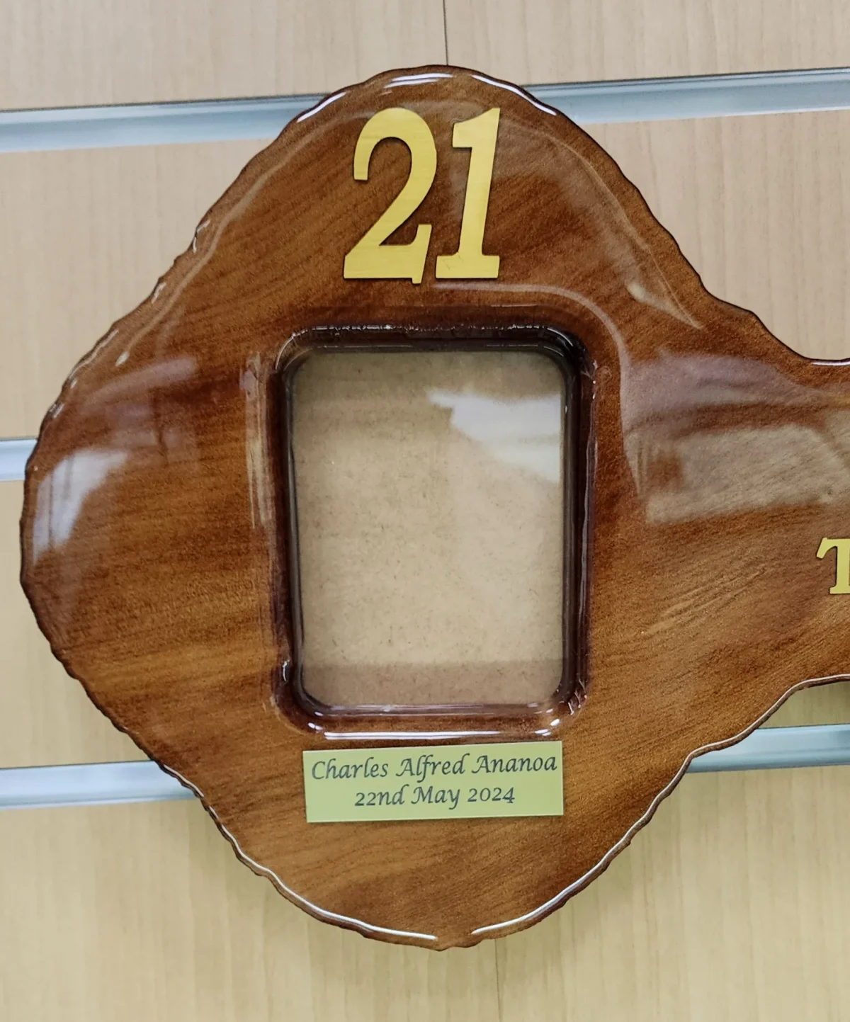 New Zealand Swamp Kauri 21st Wooden Key with Photo Insert - KW2503