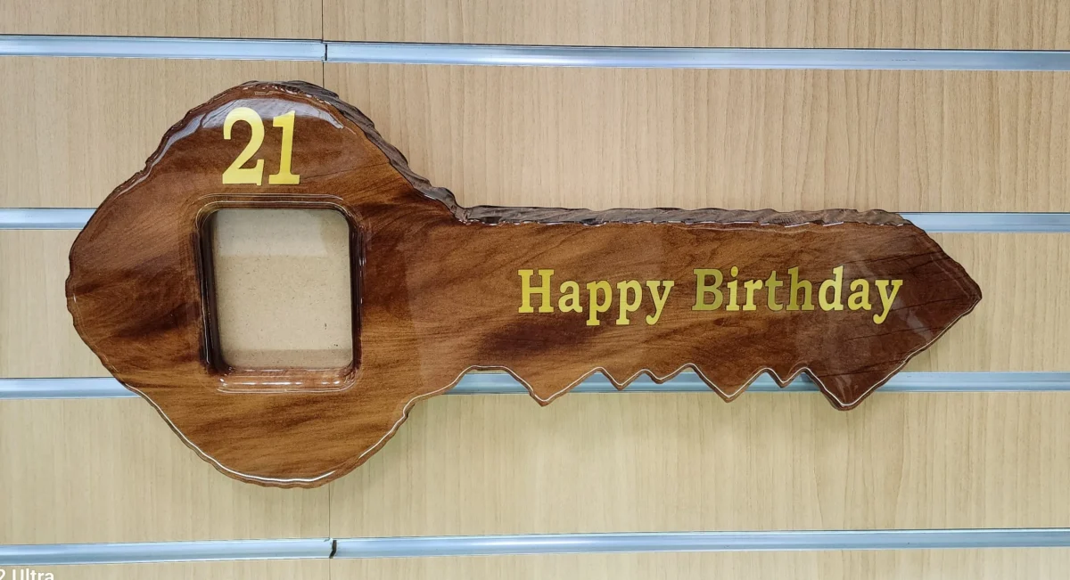 New Zealand Swamp Kauri 21st Wooden Key with Photo Insert - KW2503