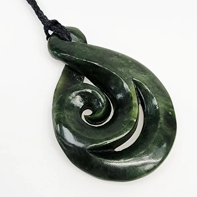 New ZealandSingle Twist Greenstone With Koru Necklace - HPN23XL.134