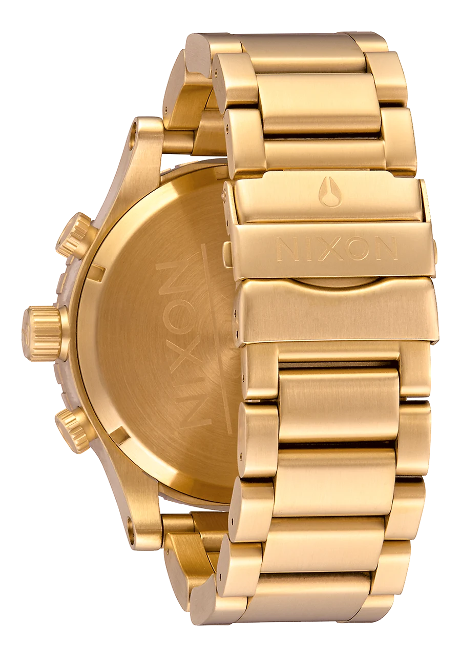 NIXON 51-30 CHRONO A1389-514-00 | Oversized 51 mm Stainless Chronograph – Gold/Red Dial
