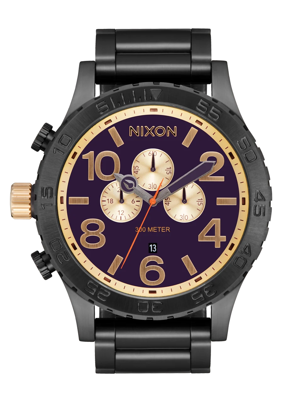 NIXON 51-30 Chrono Gunmetal / Blackberry / Gold Watch -  A1389-5270-00
