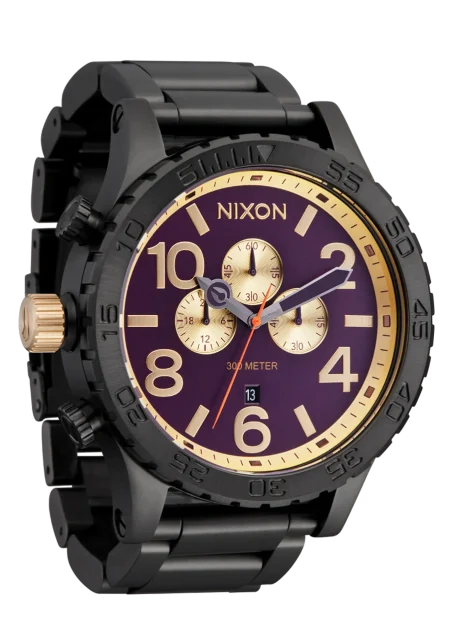 NIXON 51-30 Chrono Gunmetal / Blackberry / Gold Watch -  A1389-5270-00
