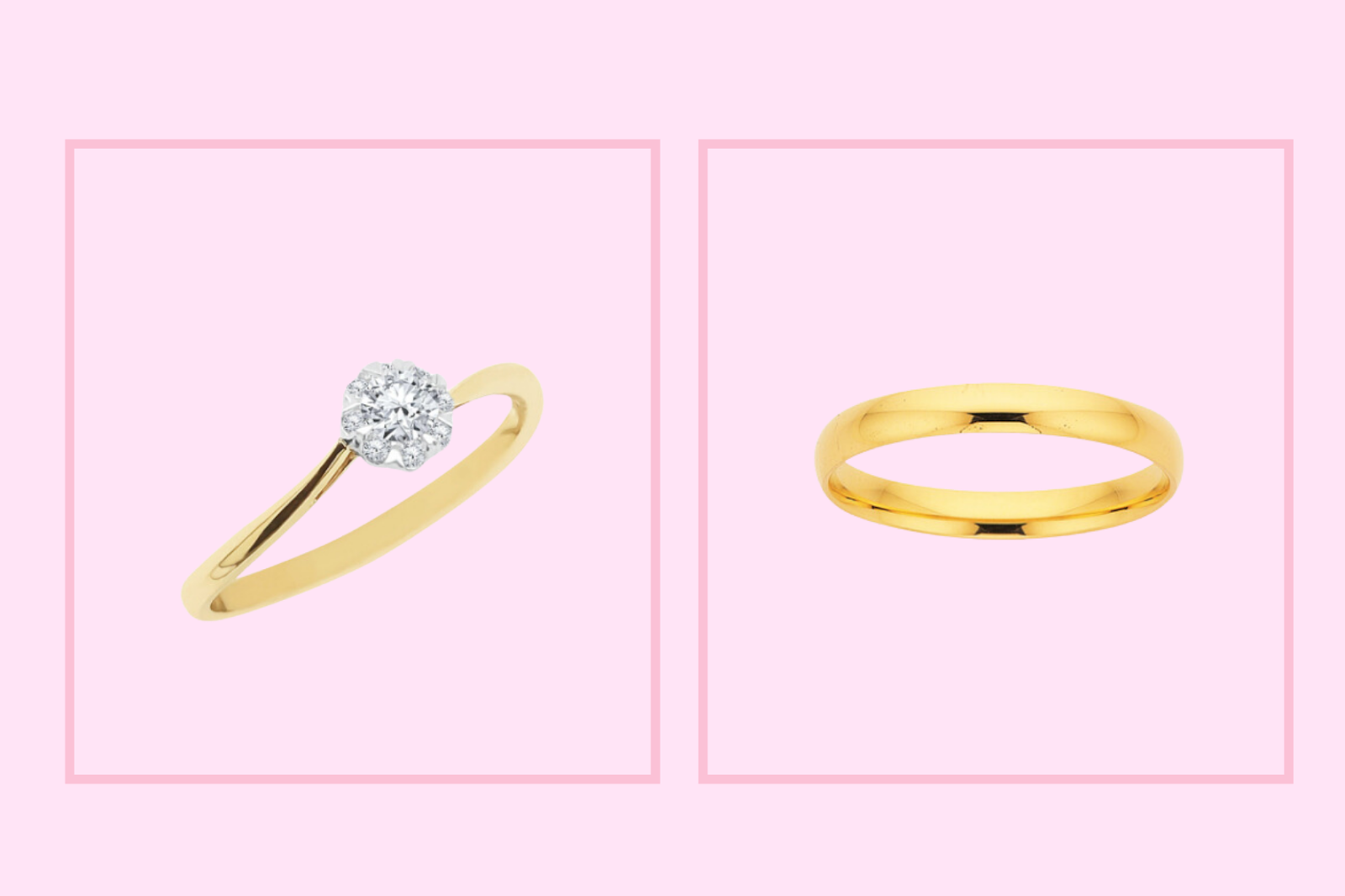 9ct Gold 2 Piece Wedding Set with Cubic Zirconia Setting