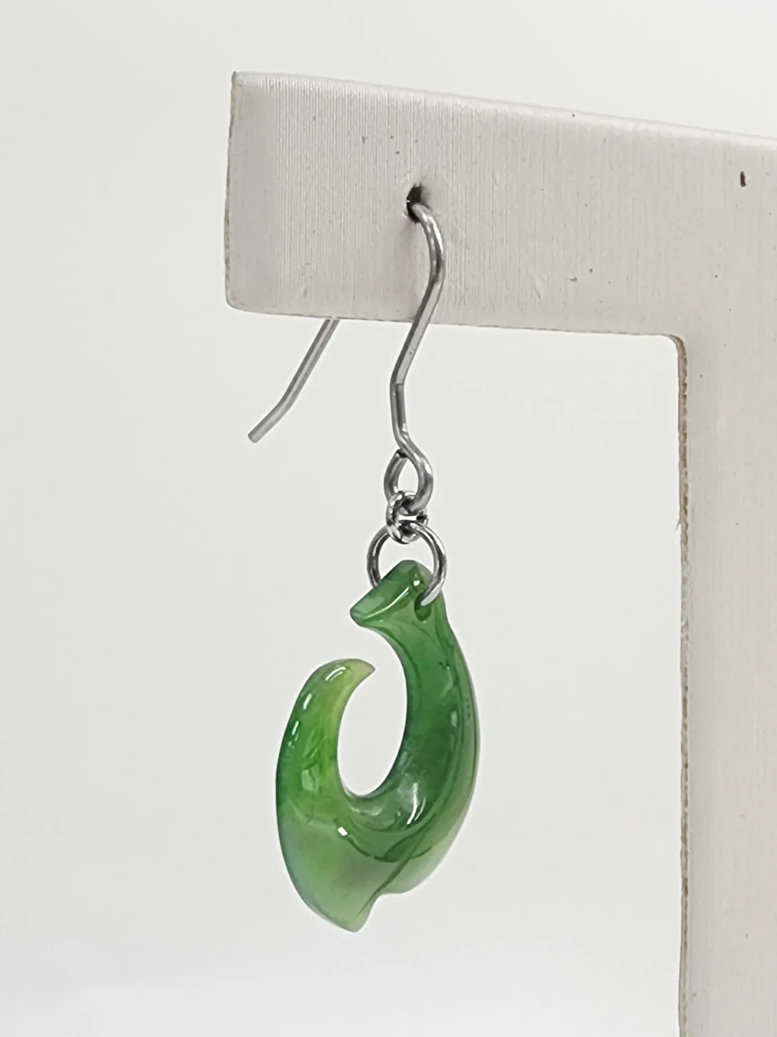 NZ Greenstone Hook Earrings with Surgical Steel Hooks