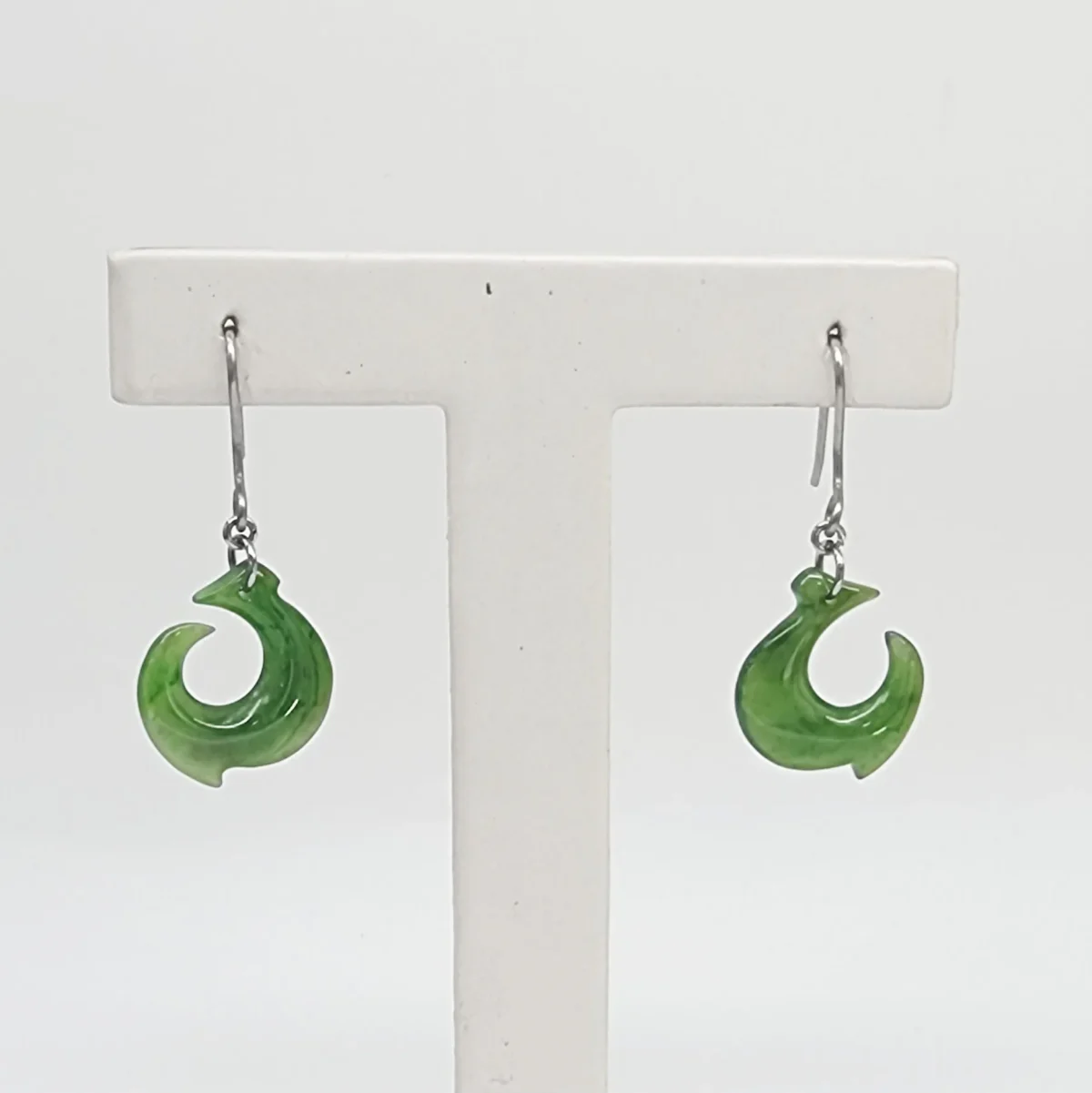 NZ Greenstone Hook Earrings with Surgical Steel Hooks