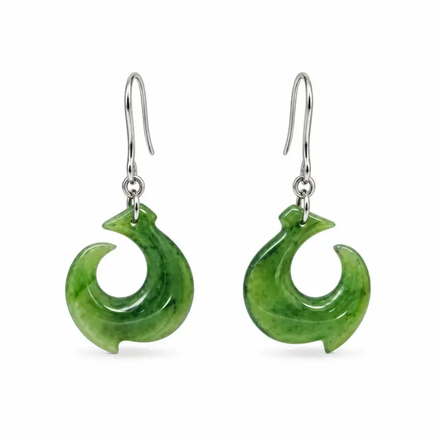 NZ Greenstone Hook Earrings with Surgical Steel Hooks
