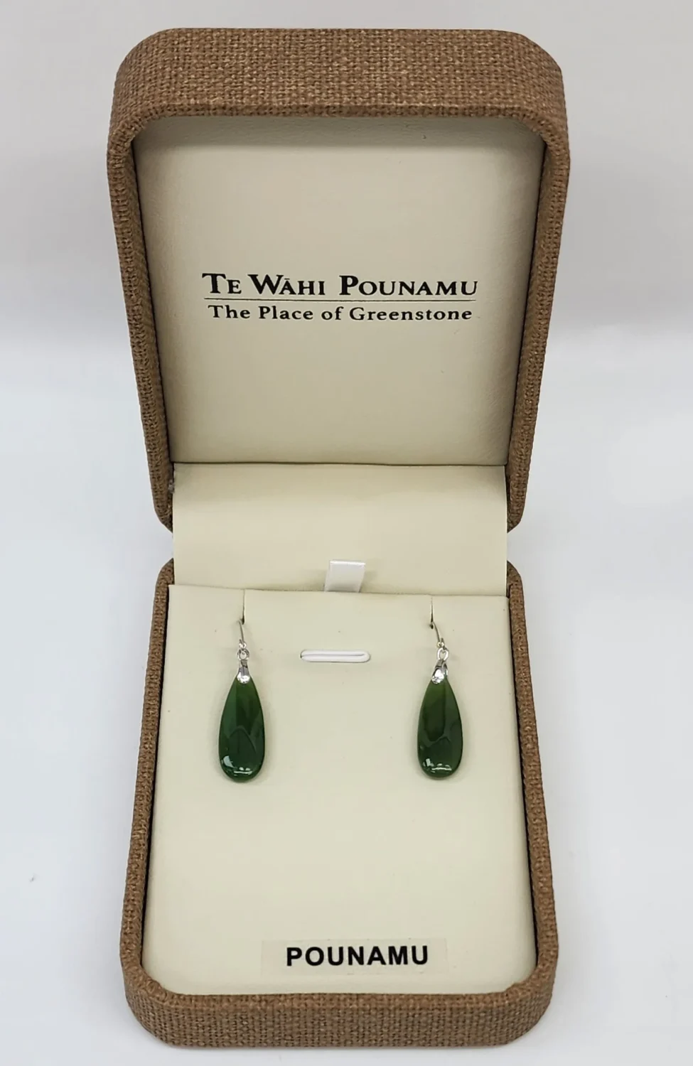 NZ Greenstone Teardrop Earrings with Sterling Silver Hooks - CR-TDE