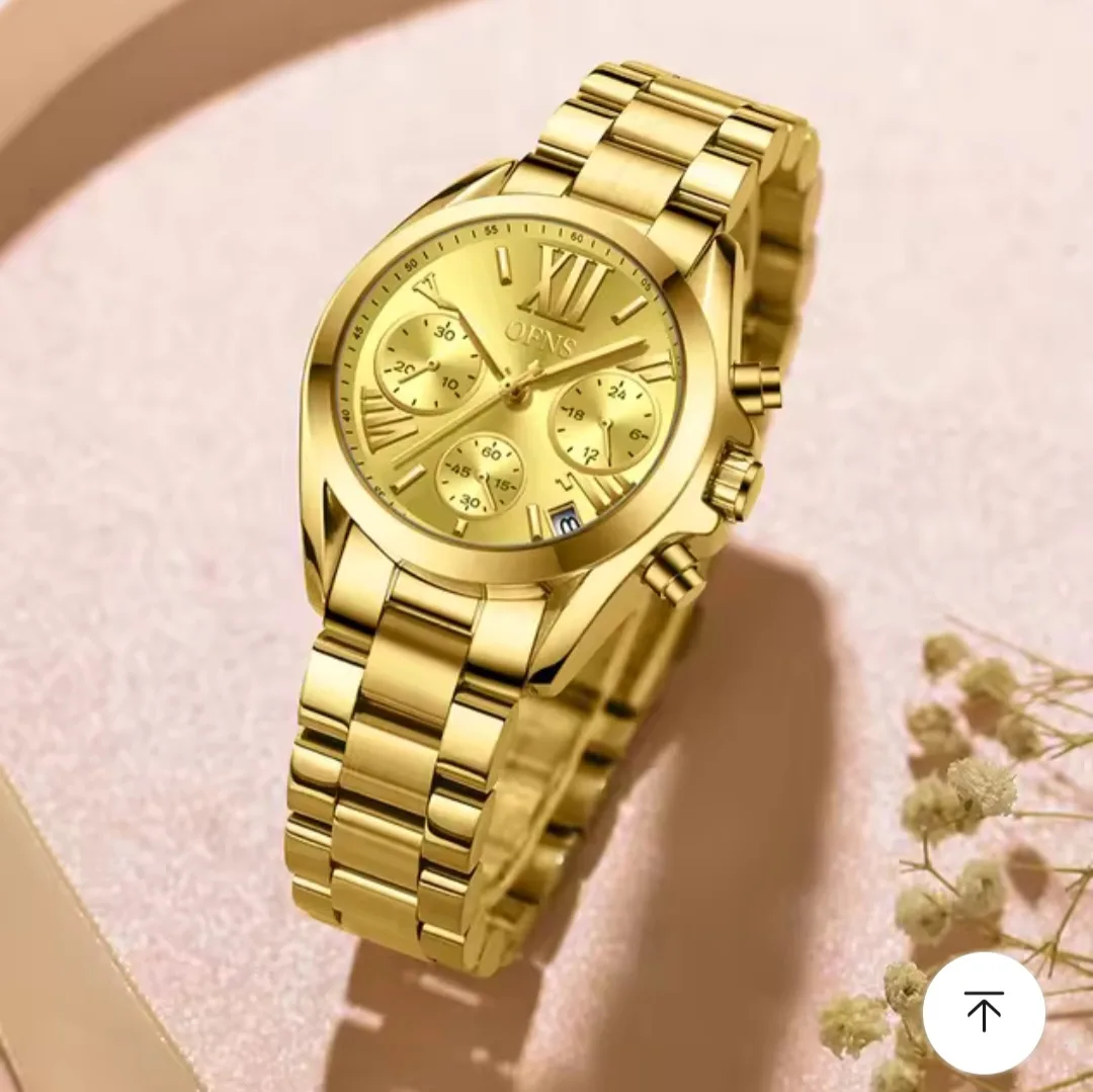 OFNS Ladies Fashion Brand Stainless Steel Gold Tone Gold Dial Quartz Watch - OFNSGOLD