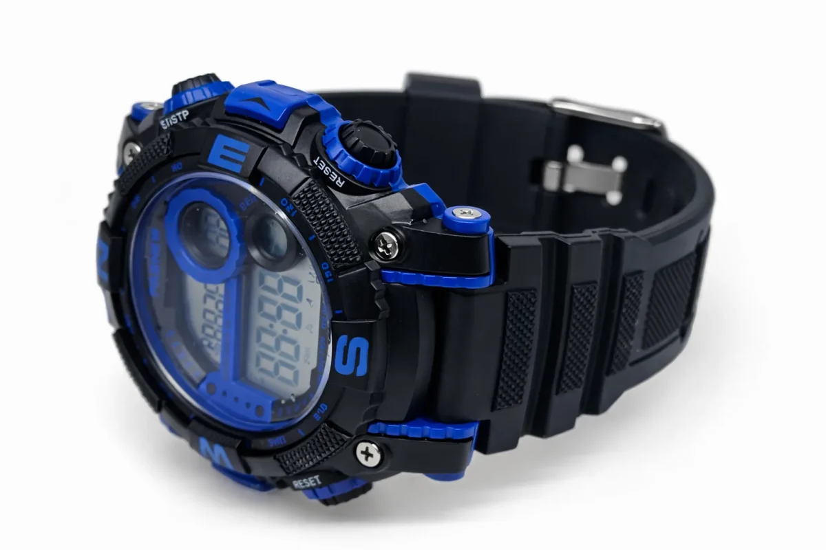 Pasnew Digital Sports Watch 50M Water Resistant 50mm Black & Blue Rugged Design - PSE636BLUE