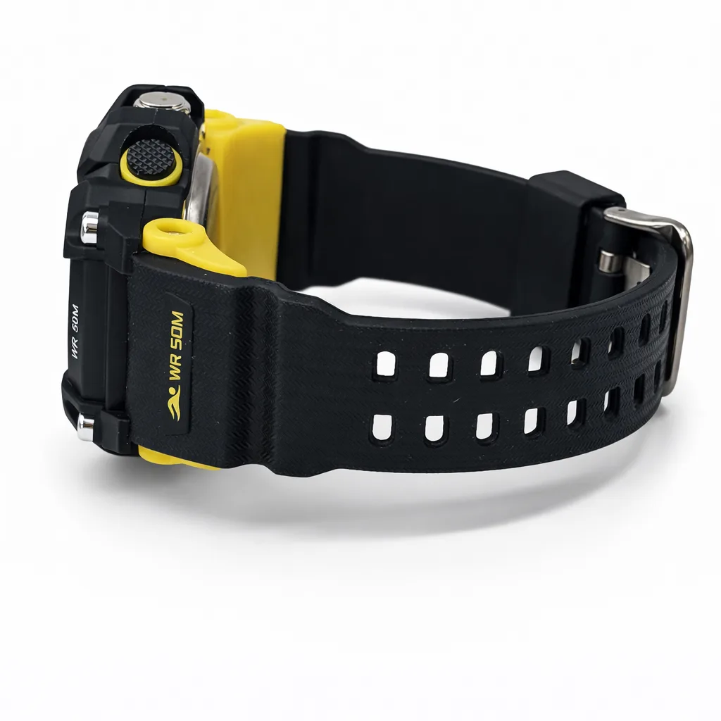 PASNEW Men’s Dual Display Sports Watch 50mm – Analog & Digital | 30M Water Resistant - PSE467YELLOW