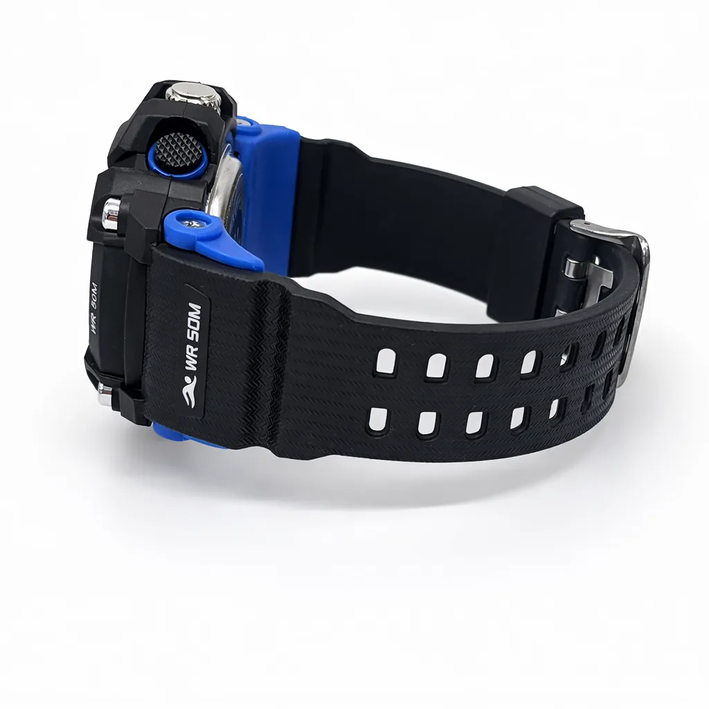 PASNEW Men’s Dual Display Sports Watch 50mm – Analog & Digital | 30M Water Resistant - PSE467BLUE