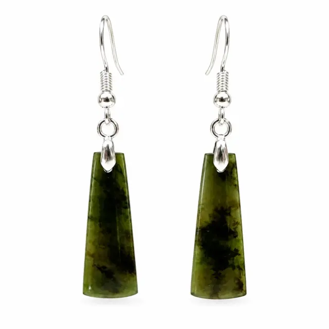Pounamu ADZE Earrings with Sterling Silver Setting and Hooks - EA3.20